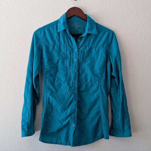 Kuhl Tops - Kuhl Women's Teal Blue Button Up Collared Outerwear Shirt size Small
